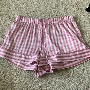 Victoria's Secret Pink and White Striped Satin Pajama Shorts